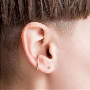 Handmade Fake Piercing Ear Cuff - 14k Rose Gold Plated